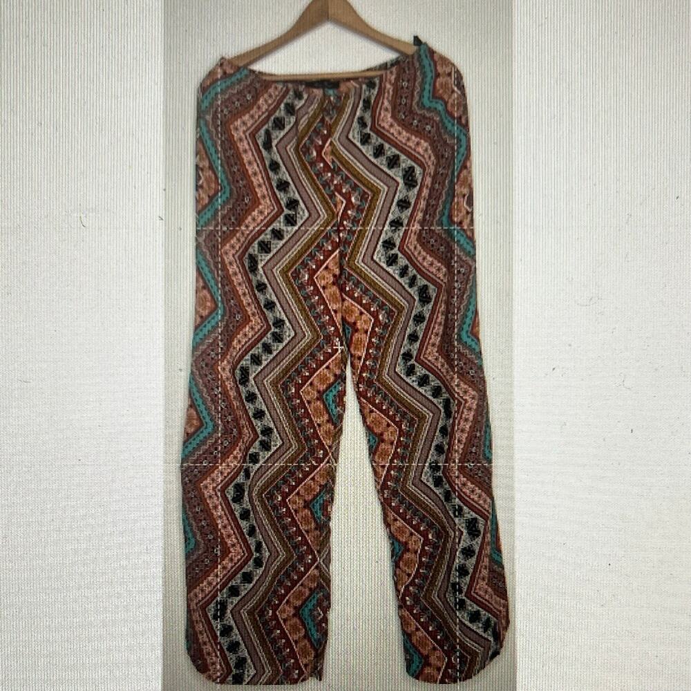 HONEY PUNCH | Wide-Leg Vintage Geometric Pattern Pants | M